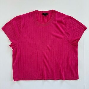 J.Crew Silk-blend Cropped T-shirt in Crisp Begonia | 2X | EUC